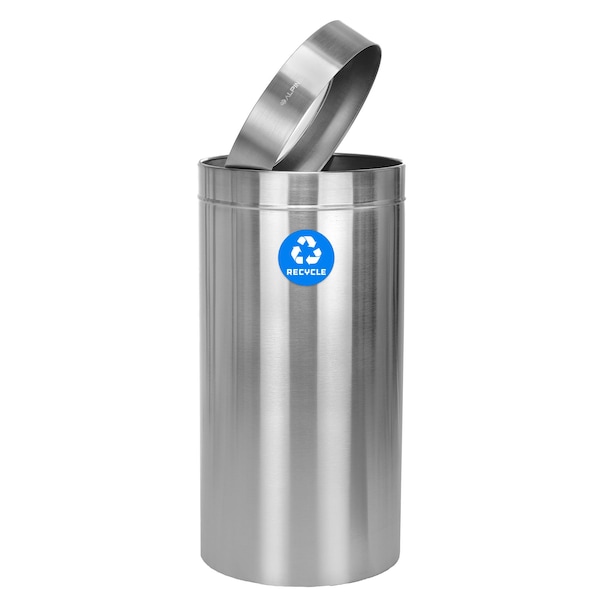Alpine Industries Trash Can, Stainless Steel Brushed, Stainless Steel/Plastic - ALP475-27-R