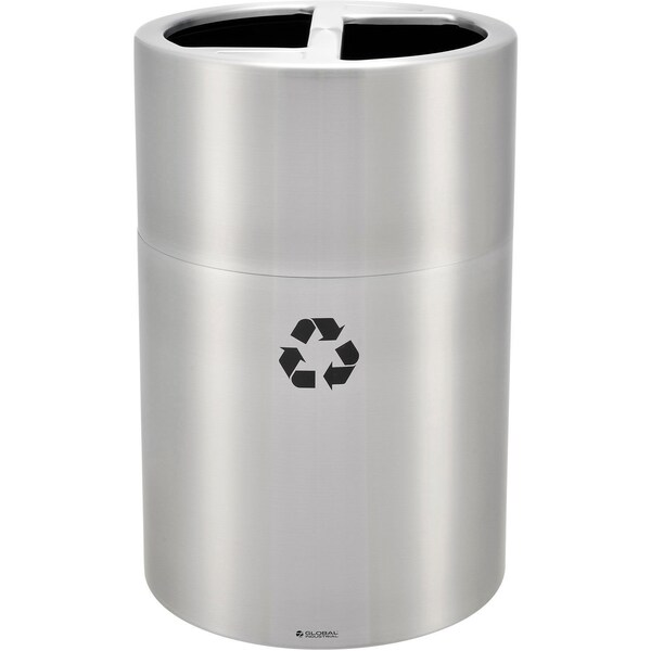 Global Industrial Round Multi Purpose Recycling Can, Silver, Aluminum - 641603