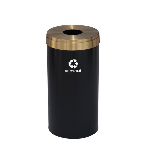 Glaro 23 gal Round Recycling Bin, Satin Black/Satin Brass - B-1542BK-BE-B5
