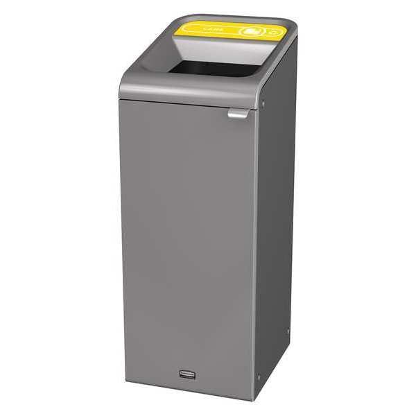 Rubbermaid Commercial 15 gal Rectangular Recycling Bin, Open Top, Gray, Steel, 1 Openings - 1961619