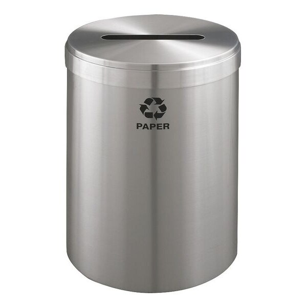 Glaro 41 gal Round Recycling Bin, Open Top, Satin Aluminum, Aluminum, 1 Openings - P-2042SA-SA-P