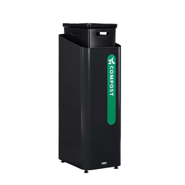 Rubbermaid Commercial 15 gal Square Recycling Can, Flat with Top Opening, Black, 1 Openings - 2078991