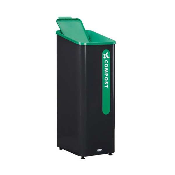 Rubbermaid Commercial 15 gal Square Recycling Can, Flat with Top Opening, Black, 1 Openings - 2078991
