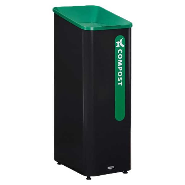 Rubbermaid Commercial 15 gal Square Recycling Can, Flat with Top Opening, Black, 1 Openings - 2078991