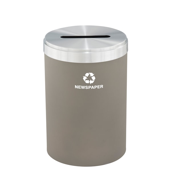 Glaro 41 gal Round Recycling Bin, Nickel/Satin Aluminum - P-2042NK-SA-P3