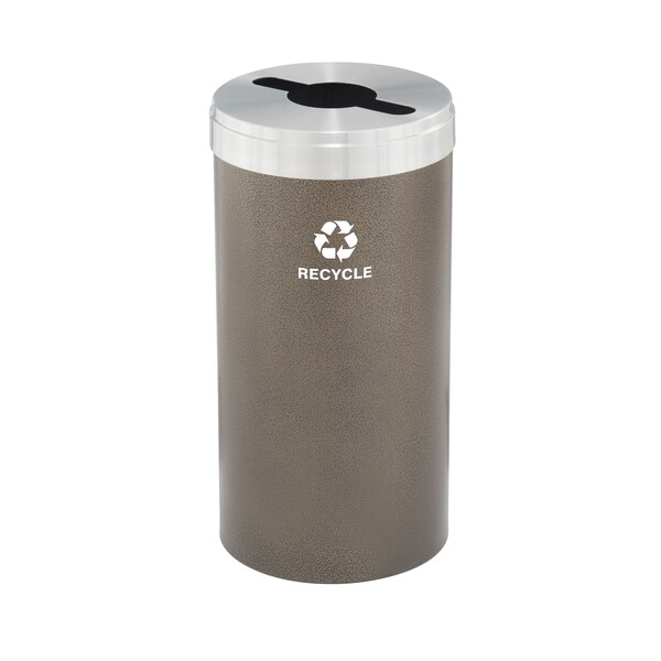 Glaro 16 gal Round Recycling Bin, Bronze Vein/Satin Aluminum - M-1532BV-SA-M5