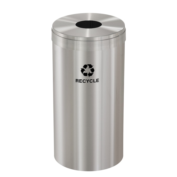 Glaro 23 gal Round Recycling Bin, Satin Aluminum - B-1542SA-SA-B5