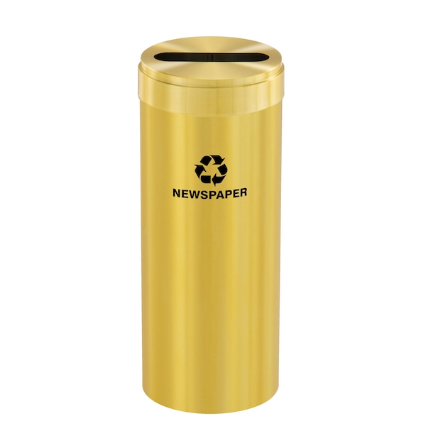 Glaro 12 gal Round Recycling Bin, Satin Brass - P-1232BE-BE-P3