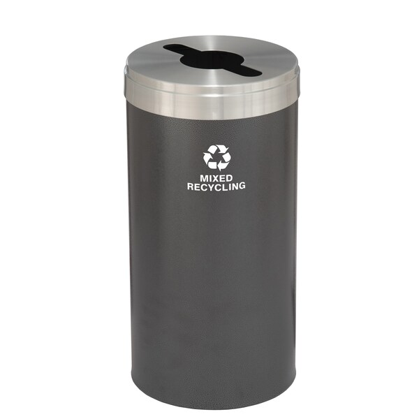 Glaro 23 gal Round Recycling Bin, Silver Vein/Satin Aluminum - M-1542SV-SA-M3