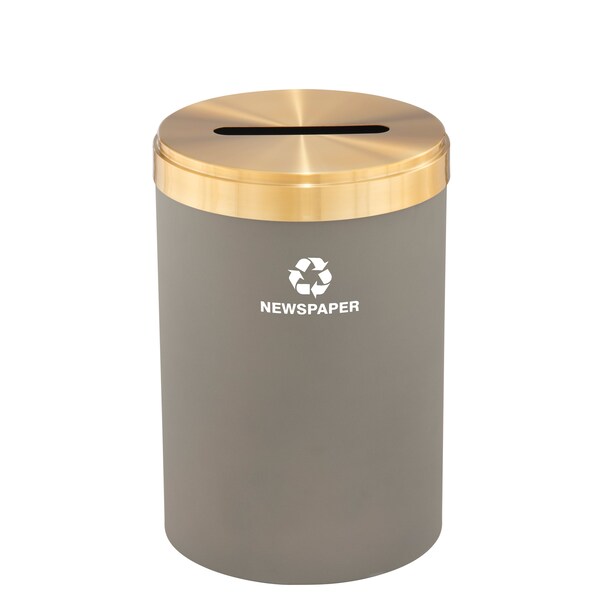 Glaro 41 gal Round Recycling Bin, Nickel/Satin Brass - P-2042NK-BE-P3