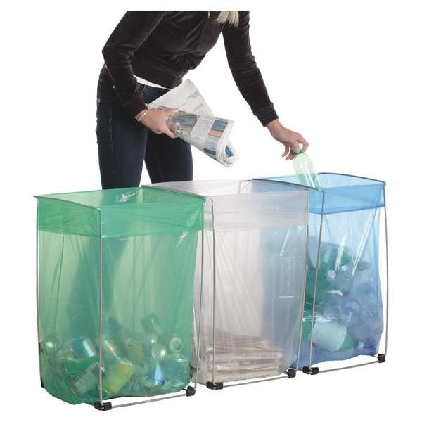 Bag Buddy Bag Holder, For 30 gal and 33 gal Bag, 16 in L 14 in W 23 in H, Steel, Silver - BB99191