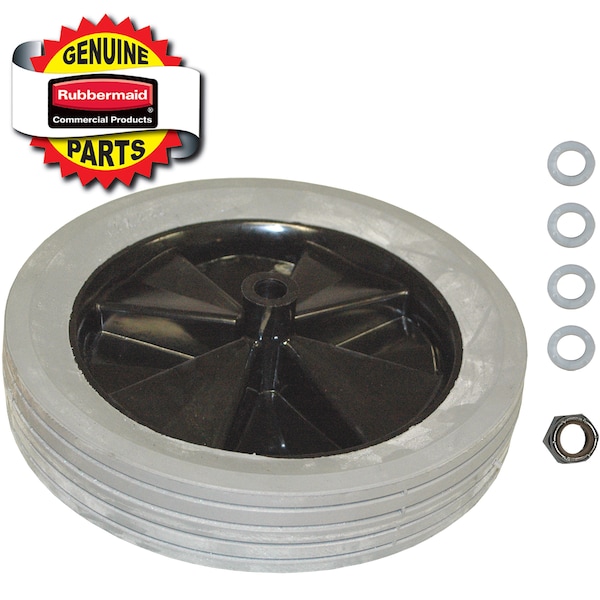 Rubbermaid Commercial Wheel W/Hardware, For 3/4 Cubic Yard Rub - FG1011L10000