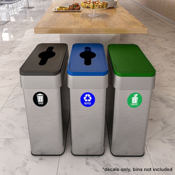 Hls Commercial 3-Pack Vinyl RECYCLE Decal Sticker Set, UV-Resistant - HLSKERCYCLE3