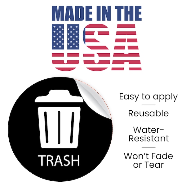 Hls Commercial 3-Pack Vinyl TRASH Decal Sticker Set, UV-Resistant - HLSKERTRASH3