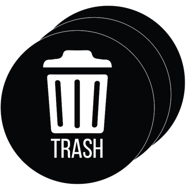 Hls Commercial 3-Pack Vinyl TRASH Decal Sticker Set, UV-Resistant - HLSKERTRASH3
