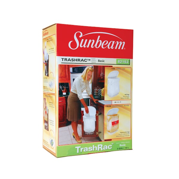 Sunbeam Trashrac Sunbeam TrashRac 3 gal White Plastic Wastebasket - 82153