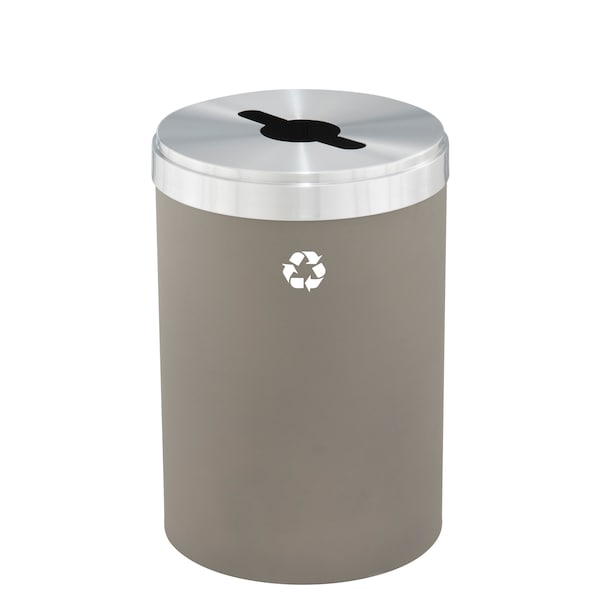 Glaro 41 gal Round Recycling Bin, Nickel/Satin Aluminum - M-2042NK-SA-M1
