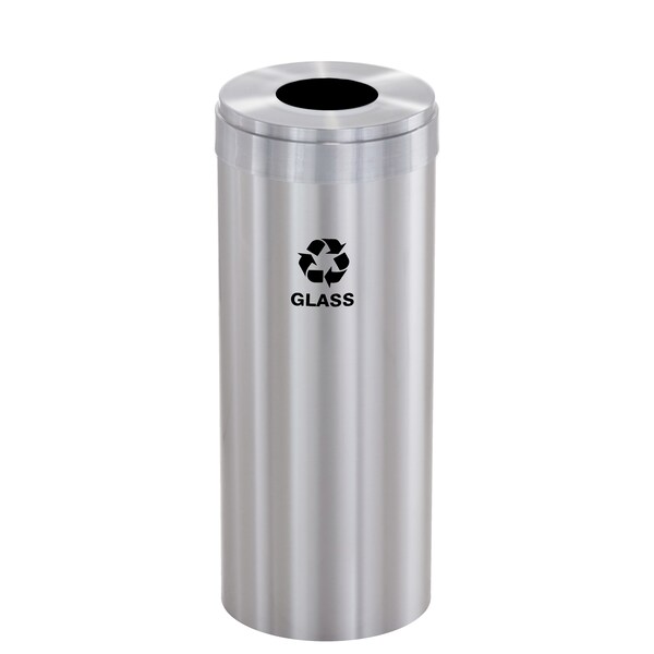 Glaro 12 gal Round Recycling Bin, Satin Aluminum - B-1232SA-SA-B8