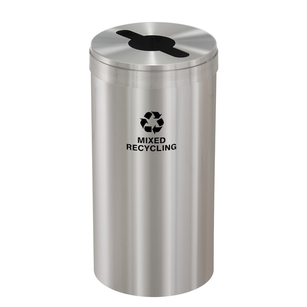 Glaro 16 gal Round Recycling Bin, Satin Aluminum - M-1532SA-SA-M3