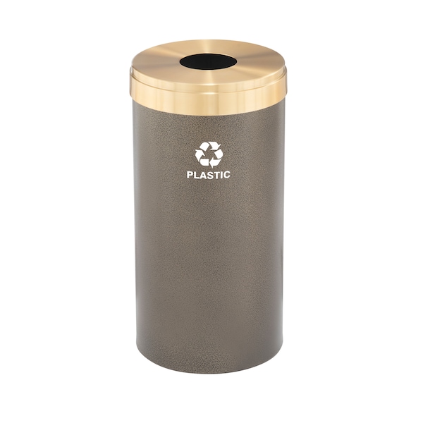 Glaro 16 gal Round Recycling Bin, Bronze Vein/Satin Brass - B-1532BV-BE-B7