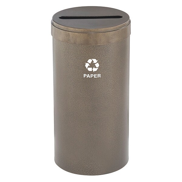 Glaro 23 gal Round Recycling Bin, Open Top, Bronze Vein, Steel, 1 Openings - P-1542BV-BV-P
