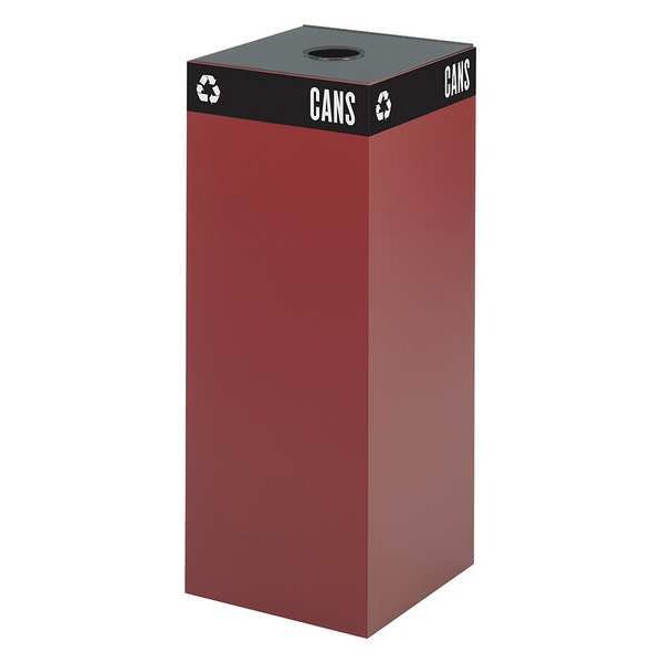 Safco 37 gal Square Recycling Bin, Open Top, Red, Steel, 1 Openings - 2983BG