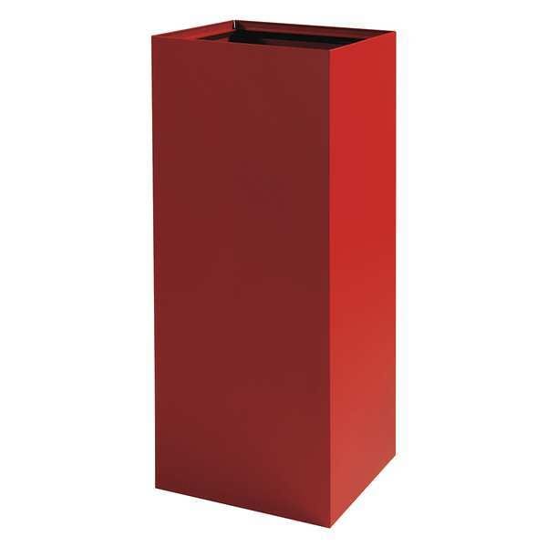 Safco 37 gal Square Recycling Bin, Open Top, Red, Steel, 1 Openings - 2983BG