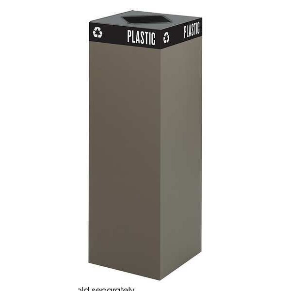 Safco 42 gal Square Trash Can, Open Top, Brown, Heavy Gauge Steel, 1 Openings - 2984BR