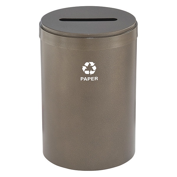 Glaro 41 gal Round Recycling Bin, Open Top, Bronze Vein, Steel, 1 Openings - P-2042BV-BV-P