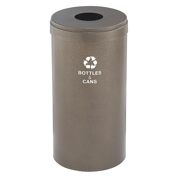 Glaro 23 gal Round Recycling Bin, Open Top, Bronze Vein, Steel, 1 Openings - B-1542BV-BV-B&C