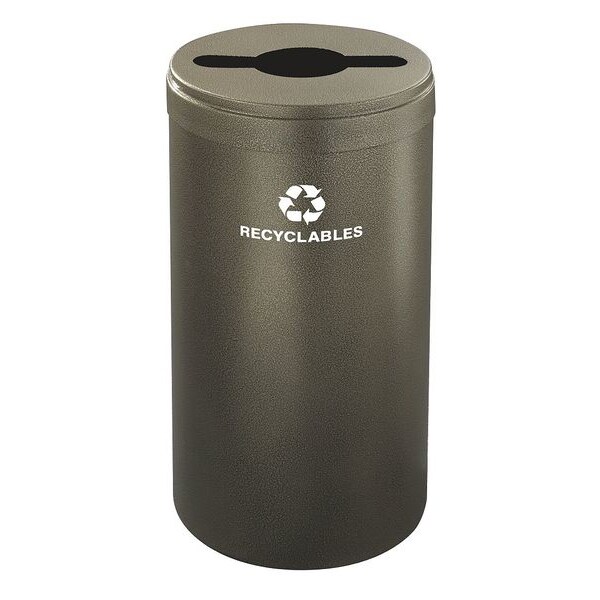 Glaro 23 gal Round Recycling Bin, Open Top, Bronze Vein, Steel, 1 Openings - M-1542BV-BV-R