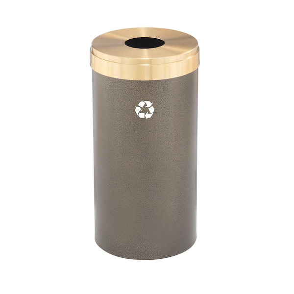 Glaro 16 gal Round Recycling Bin, Bronze Vein/Satin Brass - B-1532BV-BE-B1