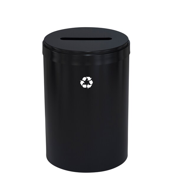 Glaro 33 gal Round Recycling Bin, Satin Black - P-2032BK-BK-P1