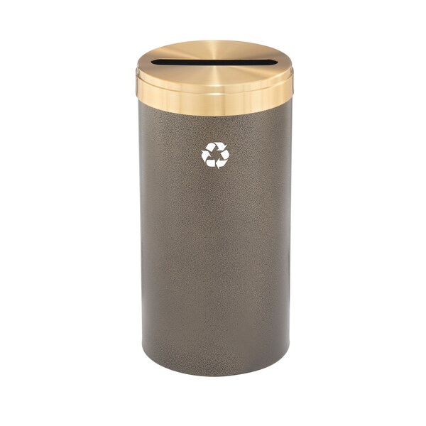 Glaro 16 gal Round Recycling Bin, Bronze Vein/Satin Brass - P-1532BV-BE-P1