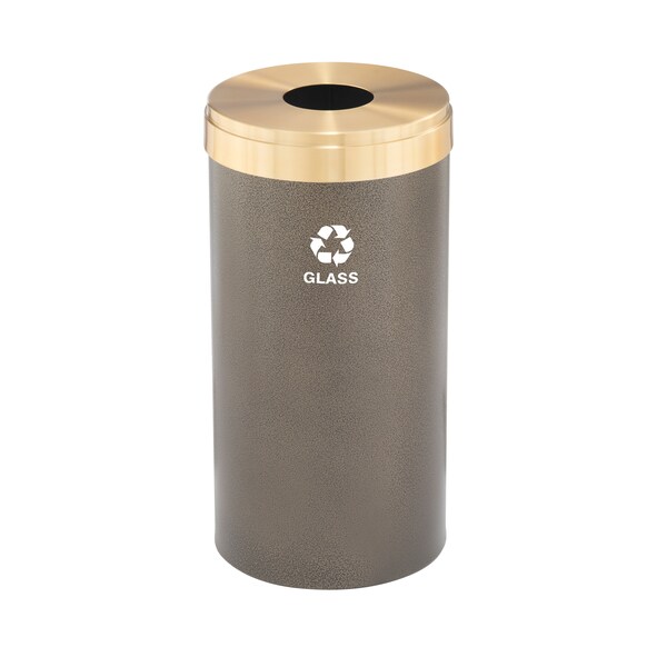 Glaro 16 gal Round Recycling Bin, Bronze Vein/Satin Brass - B-1532BV-BE-B8