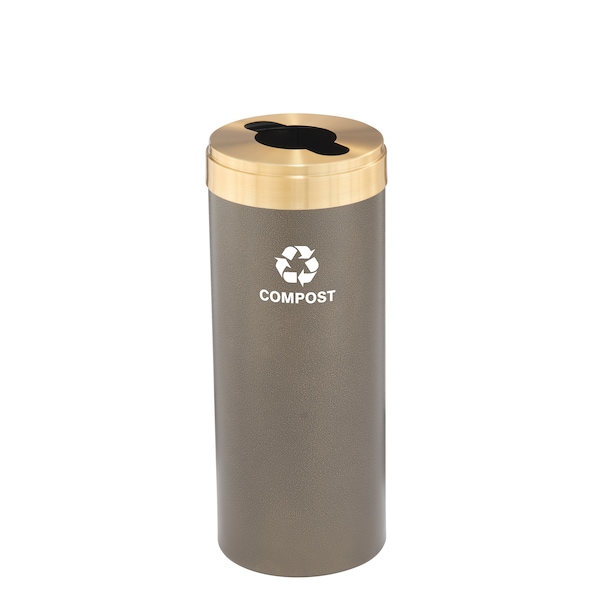 Glaro 15 gal Round Recycling Bin, Bronze Vein/Satin Brass - M-1242BV-BE-M4