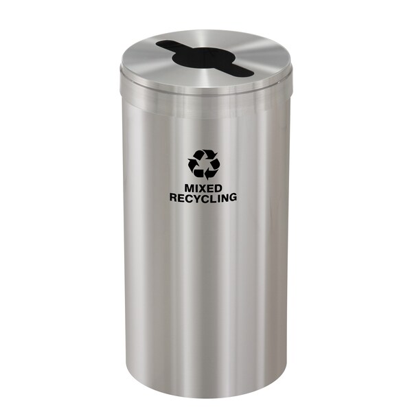 Glaro 23 gal Round Recycling Bin, Satin Aluminum - M-1542SA-SA-M3