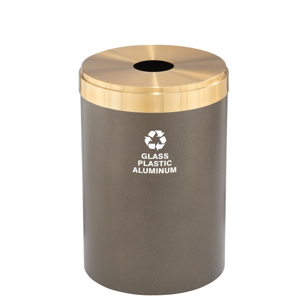 Glaro 41 gal Round Recycling Bin, Bronze Vein/Satin Brass - B-2042BV-BE-B9