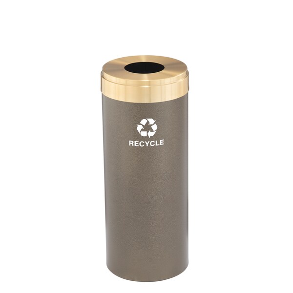 Glaro 12 gal Round Recycling Bin, Bronze Vein/Satin Brass - B-1232BV-BE-B5