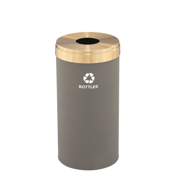 Glaro 23 gal Round Recycling Bin, Nickel/Satin Brass - B-1542NK-BE-B3