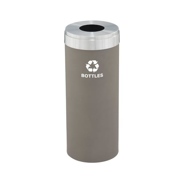 Glaro 15 gal Round Recycling Bin, Nickel/Satin Aluminum - B-1242NK-SA-B3