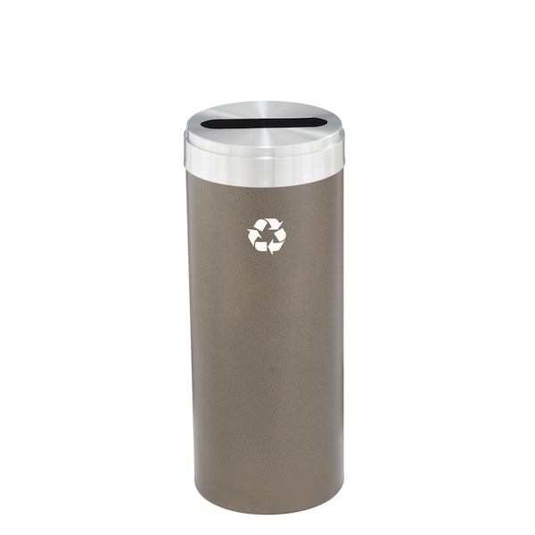Glaro 15 gal Round Recycling Bin, Bronze Vein/Satin Aluminum - P-1242BV-SA-P1