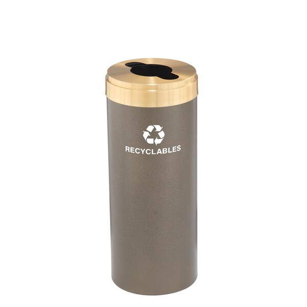 Glaro 12 gal Round Recycling Bin, Bronze Vein/Satin Brass - M-1232BV-BE-M2