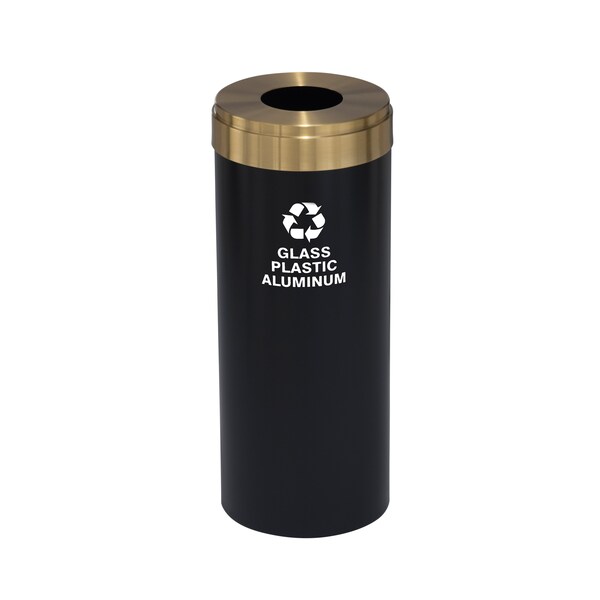 Glaro 12 gal Round Recycling Bin, Satin Black/Satin Brass - B-1232BK-BE-B9