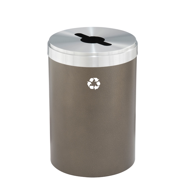 Glaro 33 gal Round Recycling Bin, Bronze Vein/Satin Aluminum - M-2032BV-SA-M1