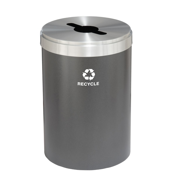 Glaro 33 gal Round Recycling Bin, Silver Vein/Satin Aluminum - M-2032SV-SA-M5