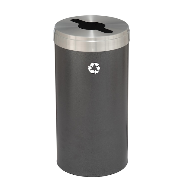 Glaro 16 gal Round Recycling Bin, Silver Vein/Satin Aluminum - M-1532SV-SA-M1