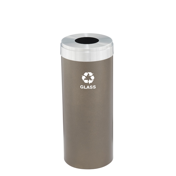 Glaro 12 gal Round Recycling Bin, Bronze Vein/Satin Aluminum - B-1232BV-SA-B8