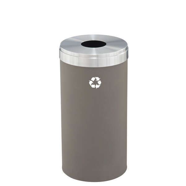 Glaro 16 gal Round Recycling Bin, Nickel/Satin Aluminum - B-1532NK-SA-B1