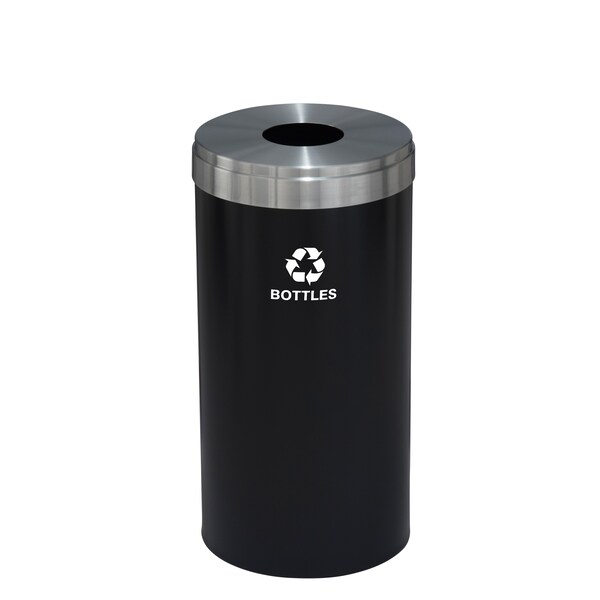 Glaro 23 gal Round Recycling Bin, Satin Black/Satin Aluminum - B-1542BK-SA-B3